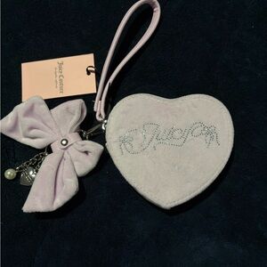 Juicy Couture Lavender Heart Wristlet with Bow Charm